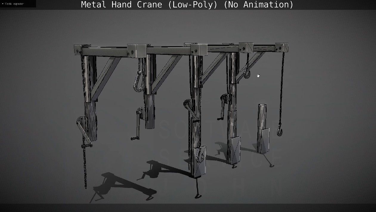 Metal Hand Crane Low-poly 3D model_32