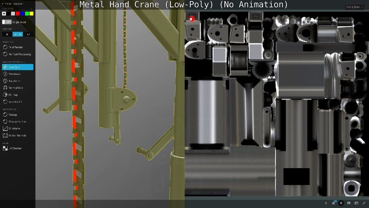 Metal Hand Crane Low-poly 3D model_117