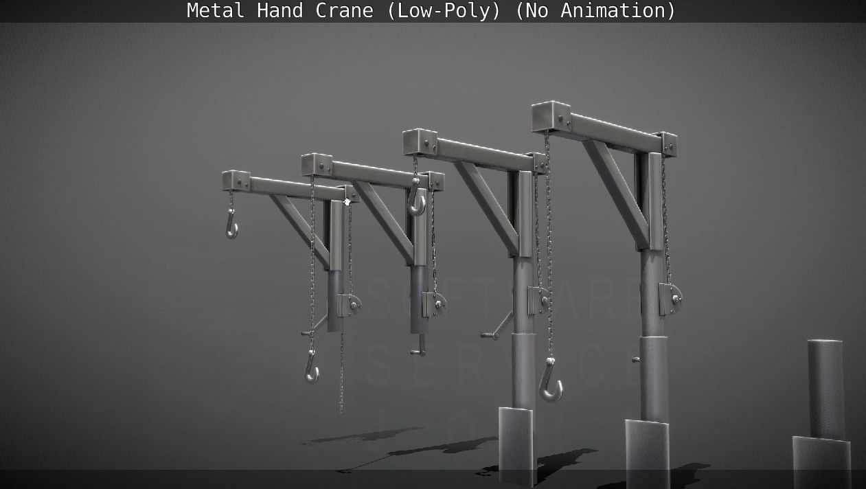 Metal Hand Crane Low-poly 3D model_98