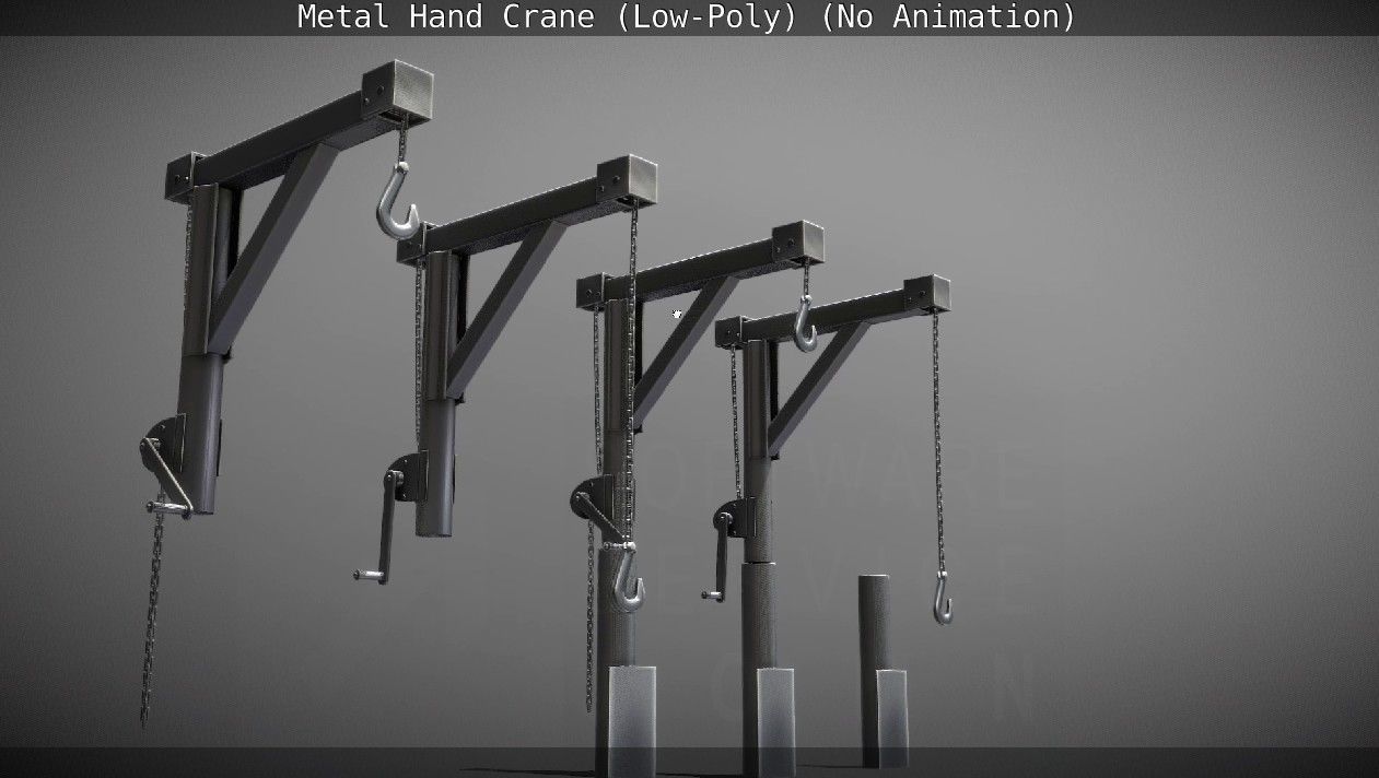 Metal Hand Crane Low-poly 3D model_99