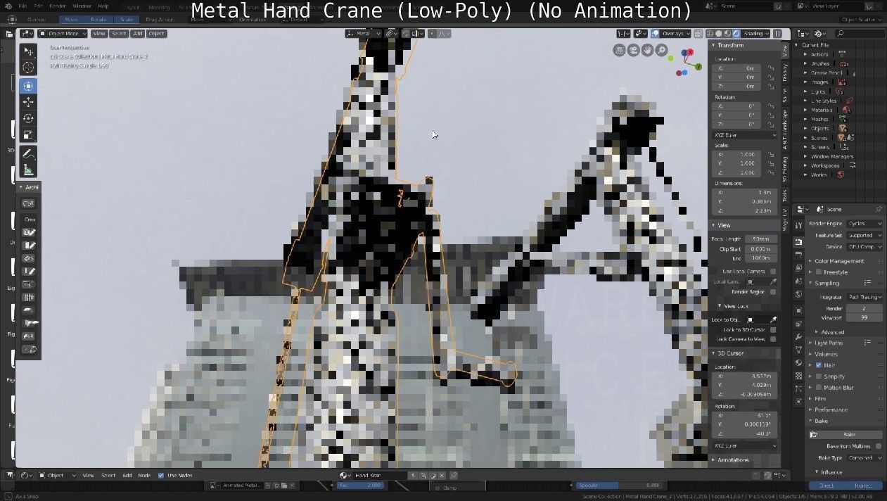 Metal Hand Crane Low-poly 3D model_74