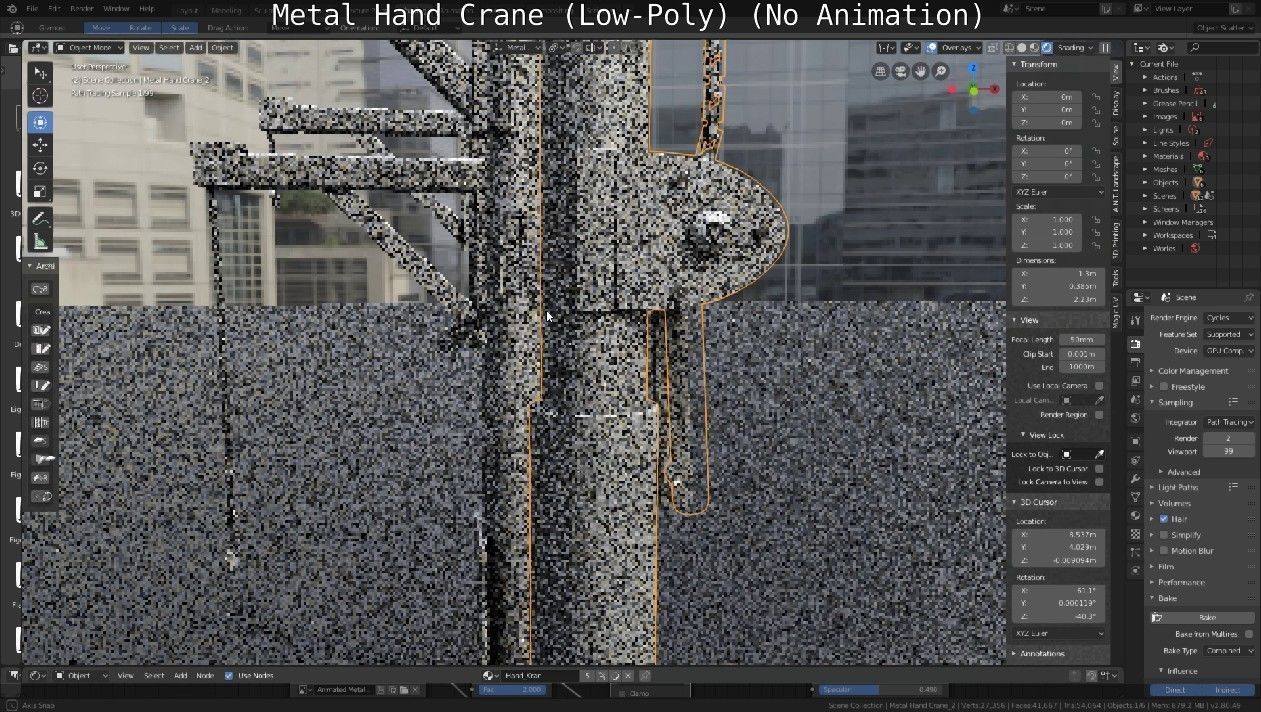 Metal Hand Crane Low-poly 3D model_67