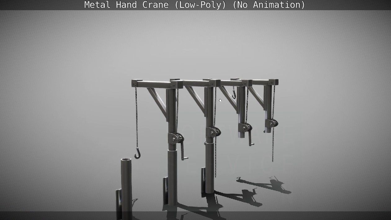 Metal Hand Crane Low-poly 3D model_103