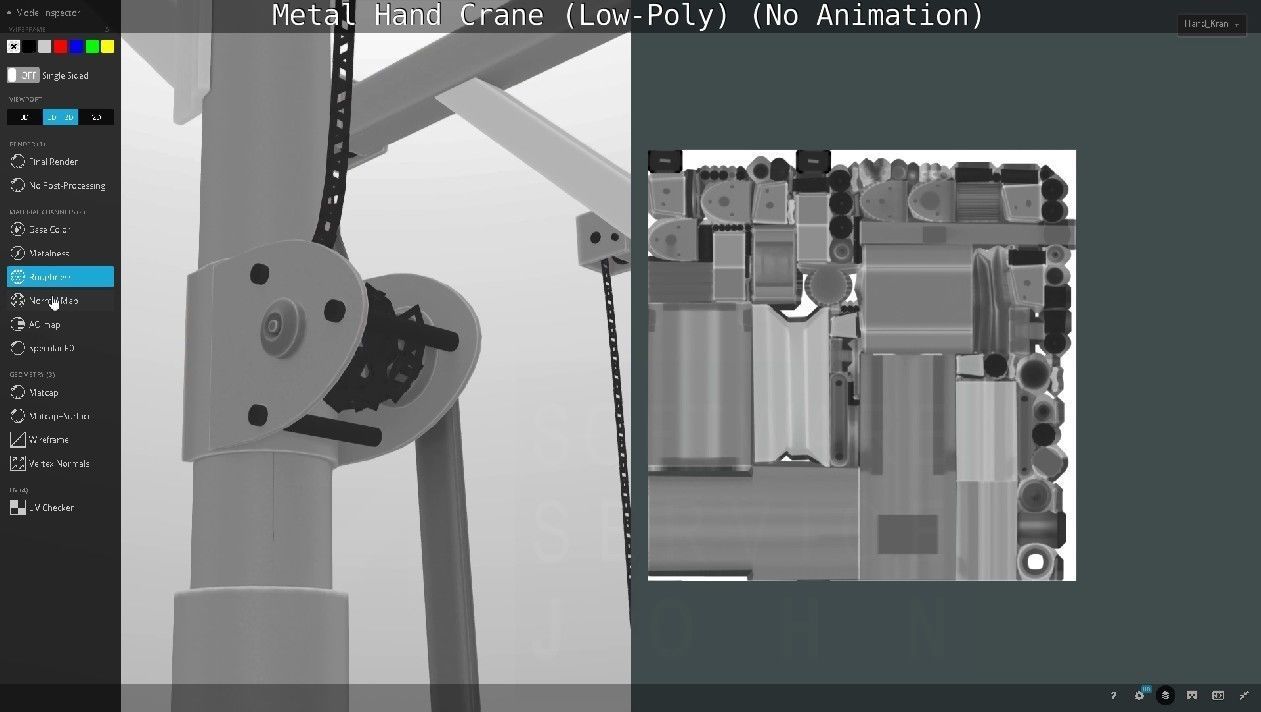 Metal Hand Crane Low-poly 3D model_128