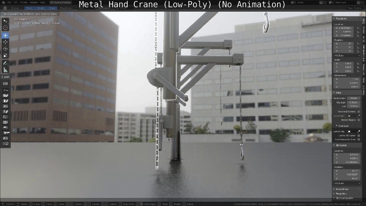 Metal Hand Crane Low-poly 3D model_54