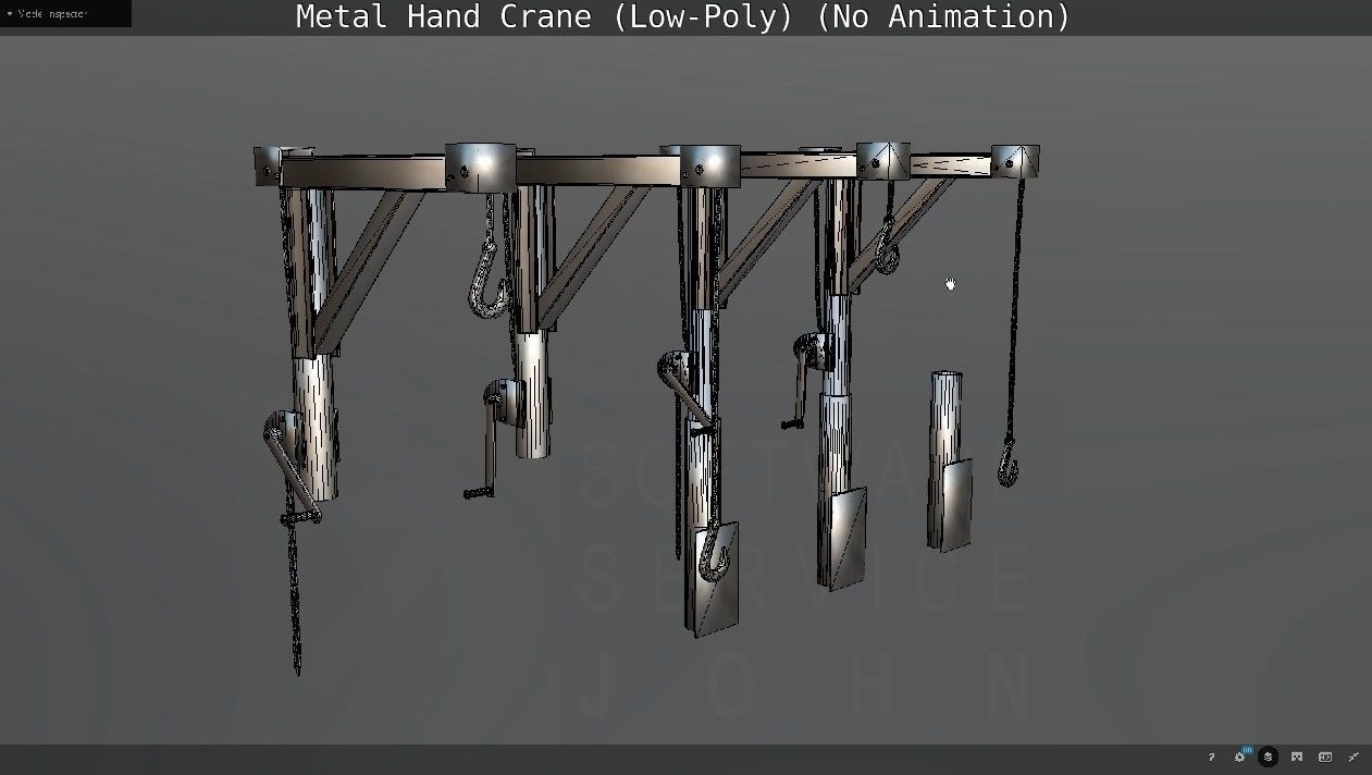 Metal Hand Crane Low-poly 3D model_35