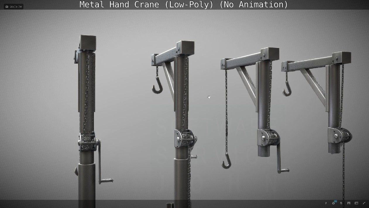 Metal Hand Crane Low-poly 3D model_84