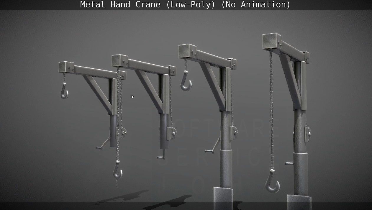 Metal Hand Crane Low-poly 3D model_86