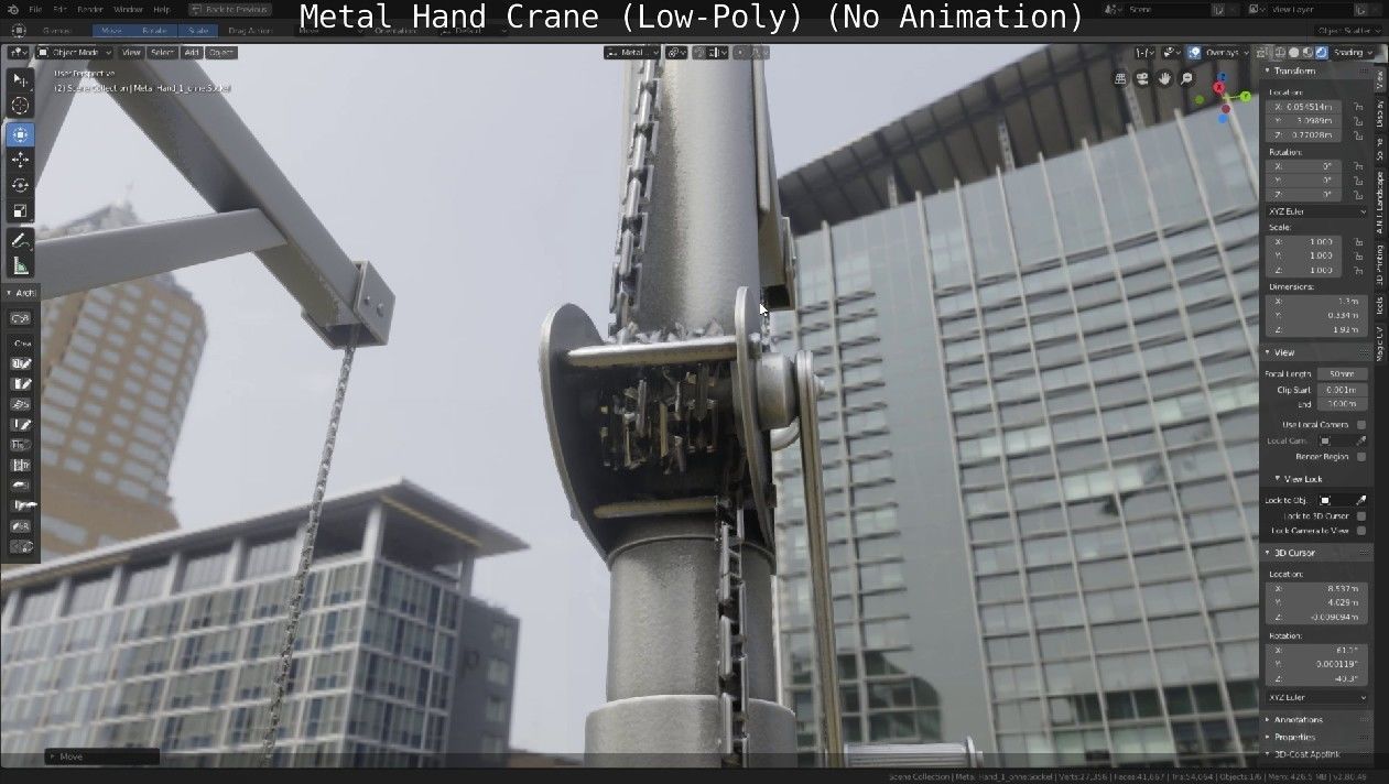 Metal Hand Crane Low-poly 3D model_3