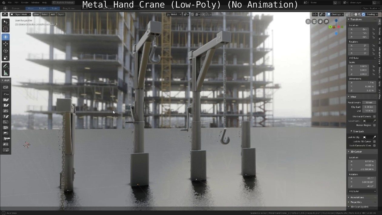 Metal Hand Crane Low-poly 3D model_10