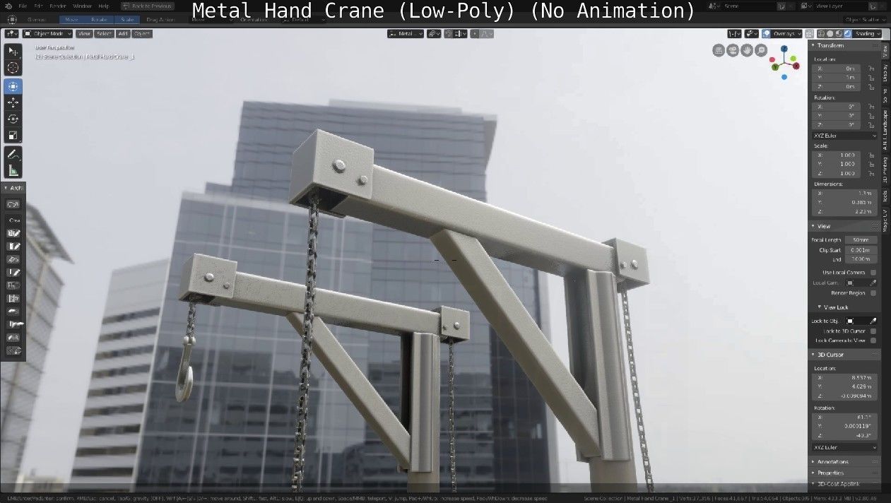 Metal Hand Crane Low-poly 3D model_23