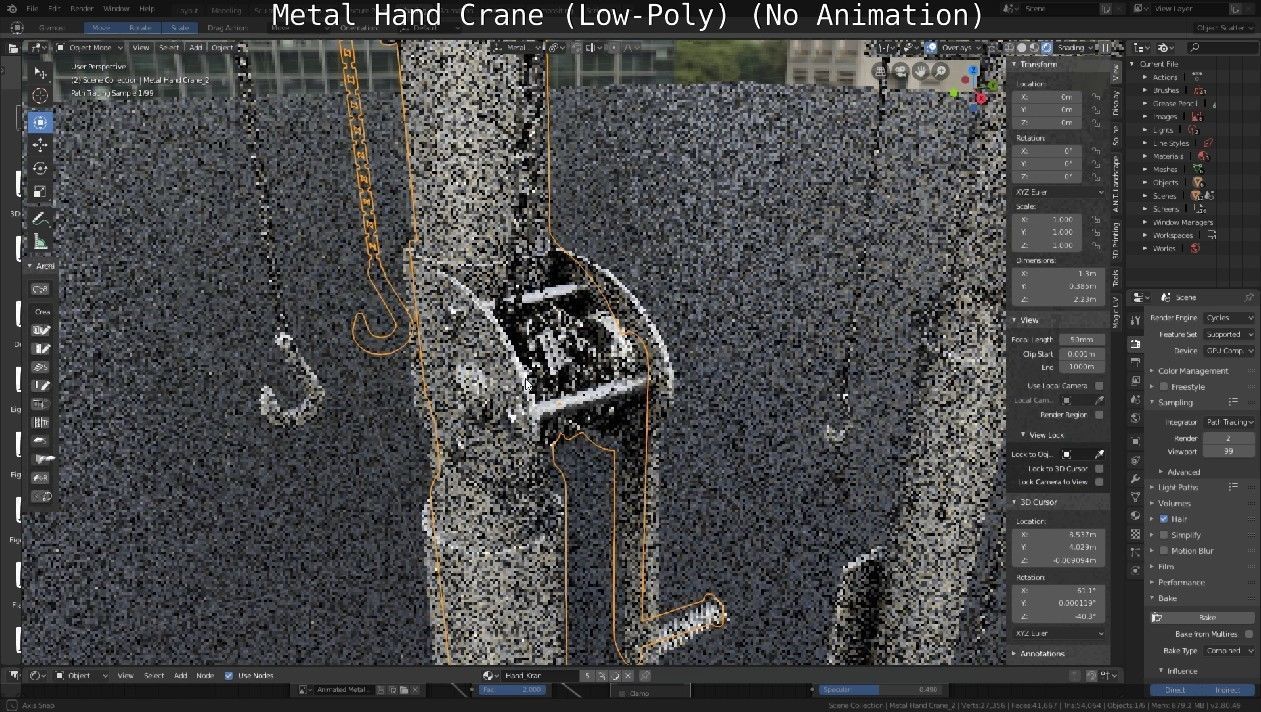 Metal Hand Crane Low-poly 3D model_69