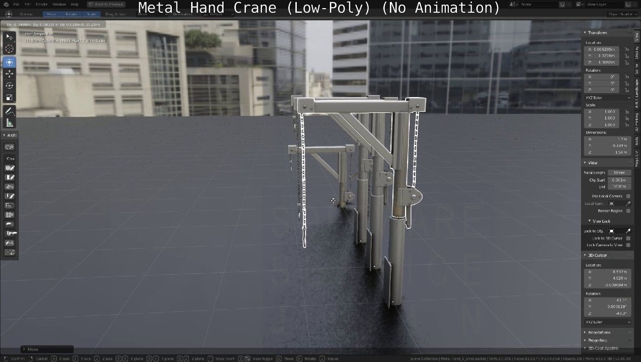 Metal Hand Crane Low-poly 3D model_42