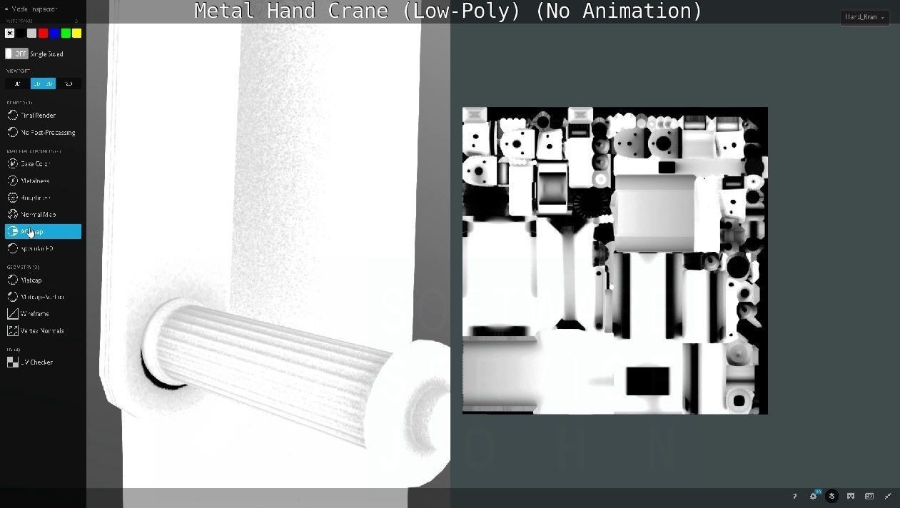 Metal Hand Crane Low-poly 3D model_133