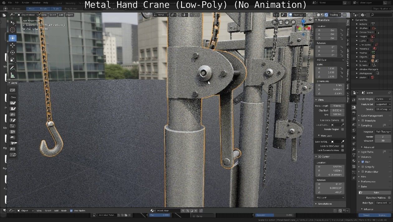 Metal Hand Crane Low-poly 3D model_68