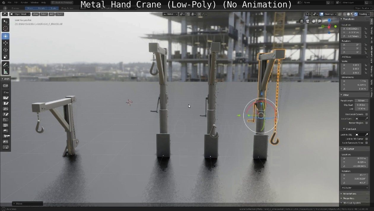 Metal Hand Crane Low-poly 3D model_48