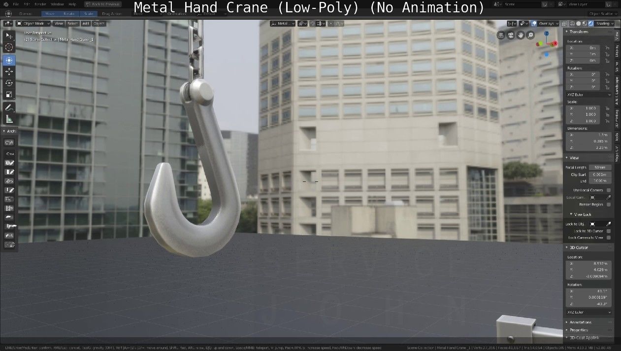 Metal Hand Crane Low-poly 3D model_18