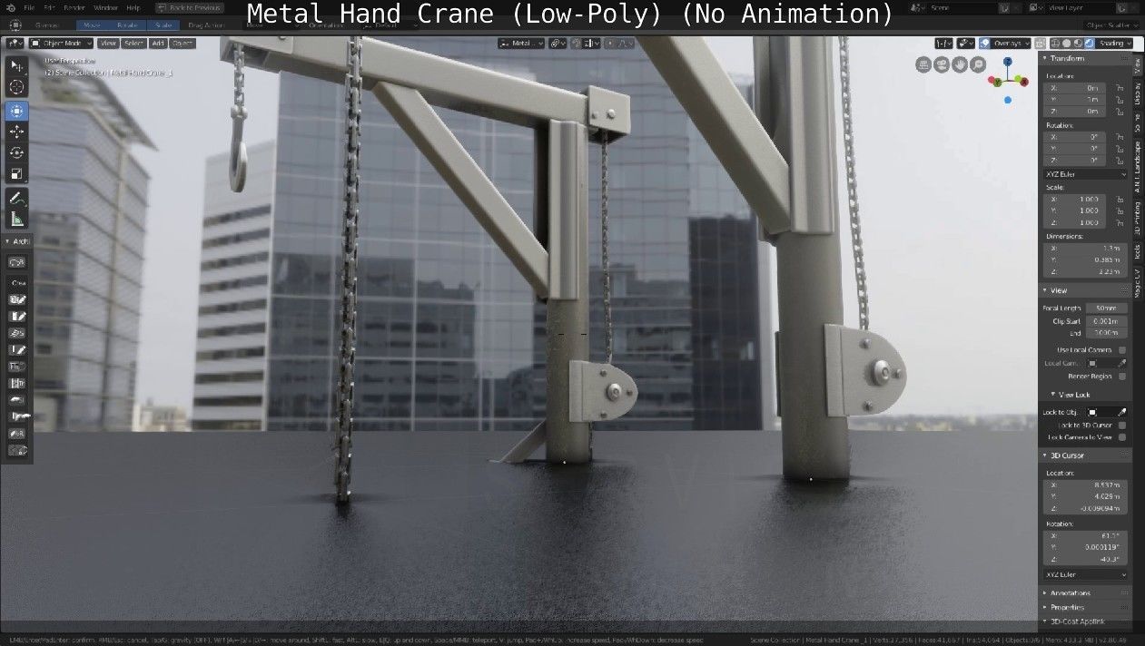 Metal Hand Crane Low-poly 3D model_21