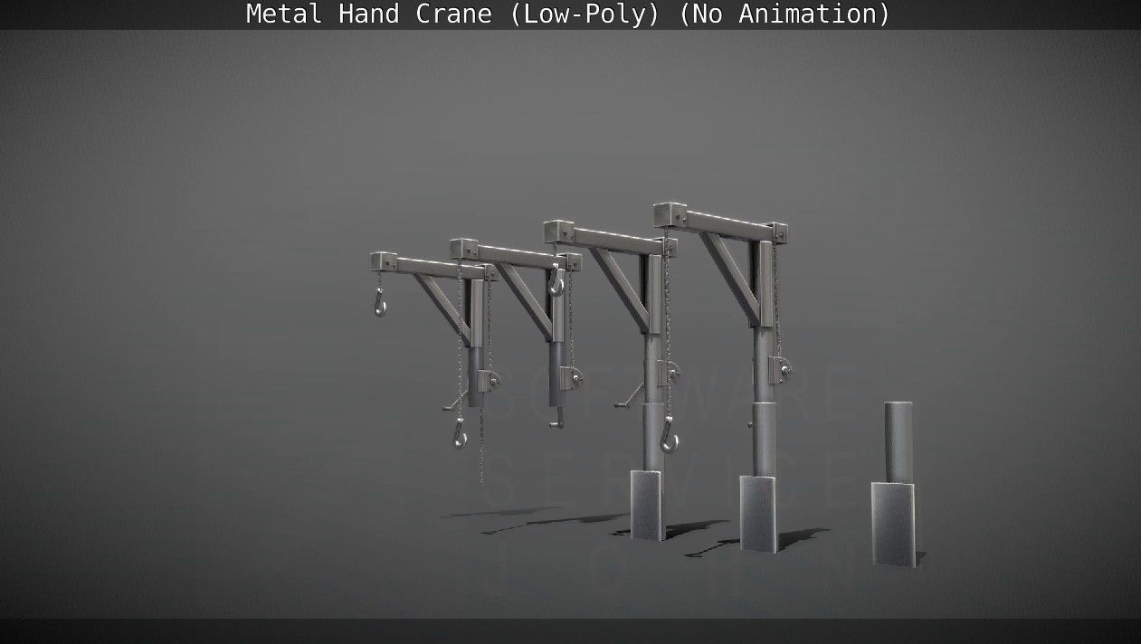 Metal Hand Crane Low-poly 3D model_96