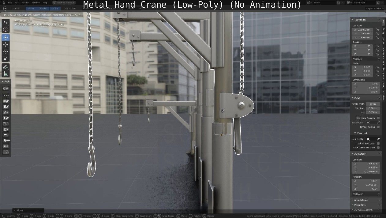 Metal Hand Crane Low-poly 3D model_45