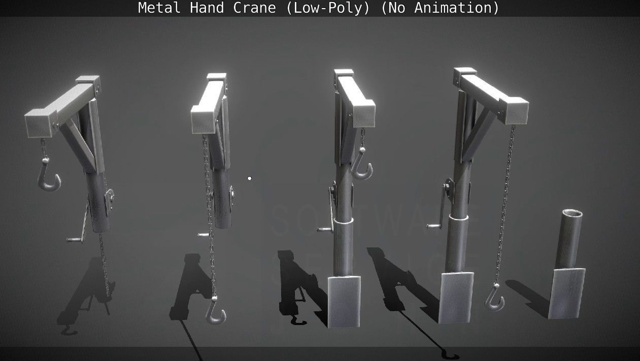 Metal Hand Crane Low-poly 3D model_85