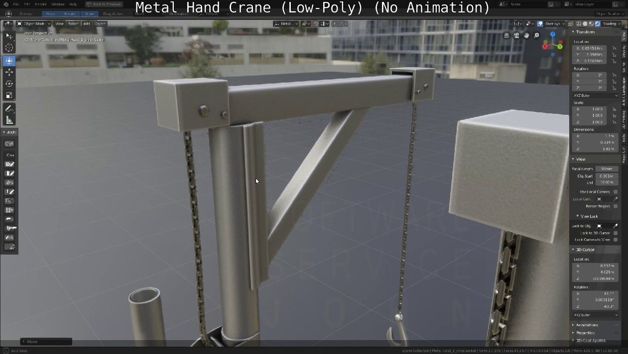 Metal Hand Crane Low-poly 3D model_57