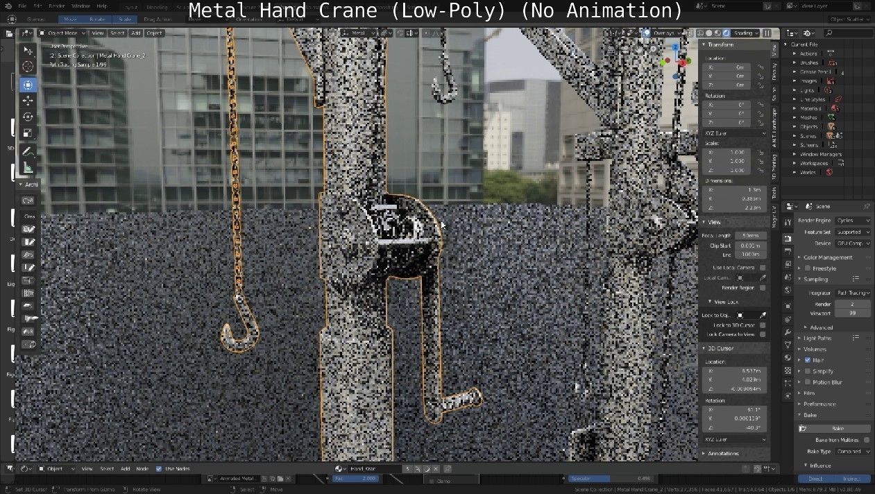 Metal Hand Crane Low-poly 3D model_73