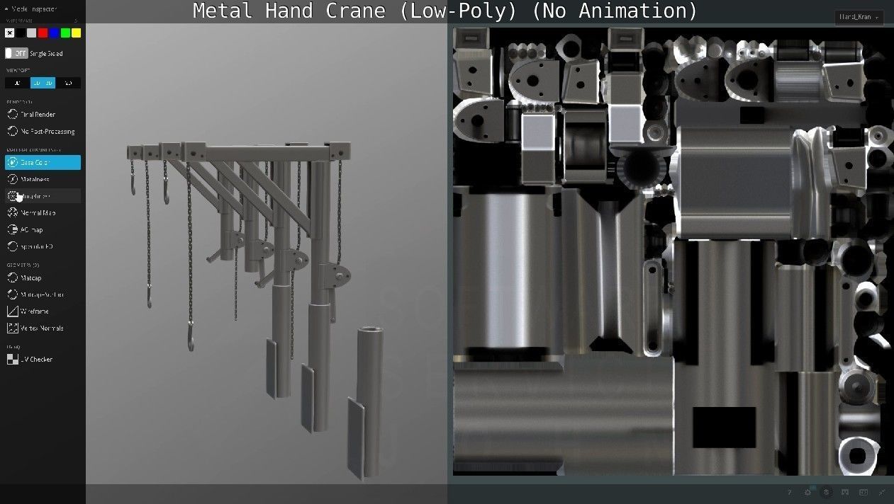 Metal Hand Crane Low-poly 3D model_121