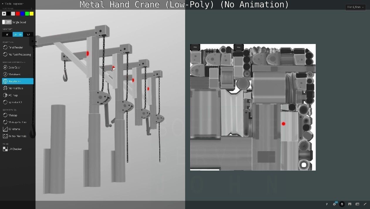 Metal Hand Crane Low-poly 3D model_125