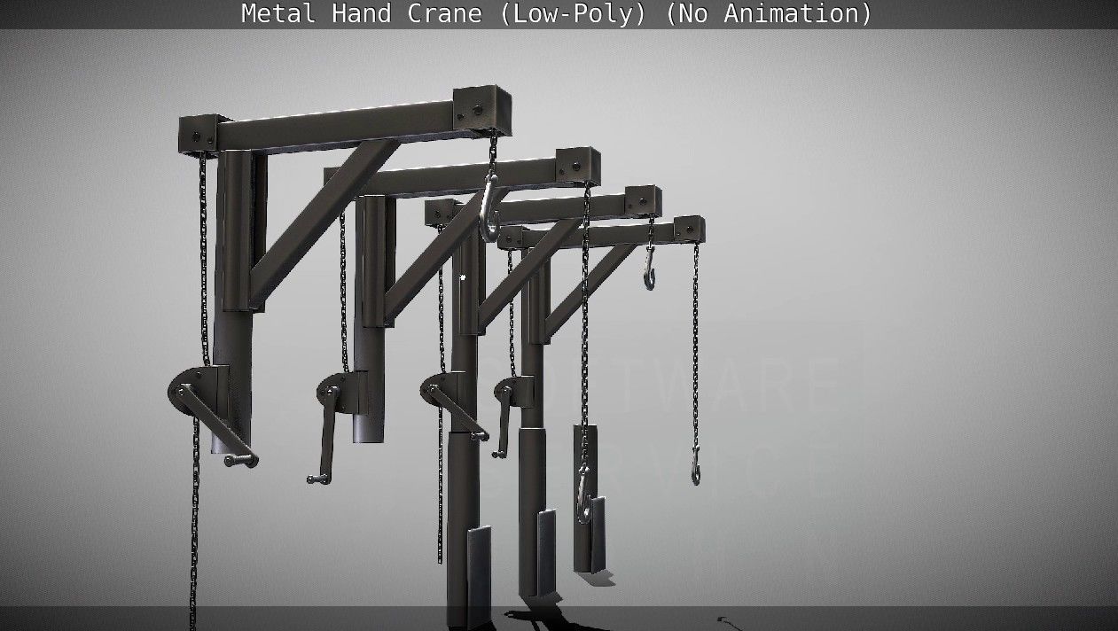 Metal Hand Crane Low-poly 3D model_100