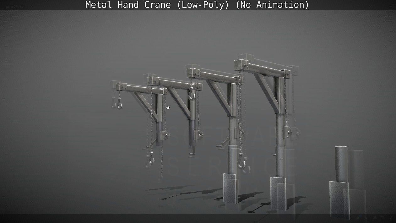 Metal Hand Crane Low-poly 3D model_87