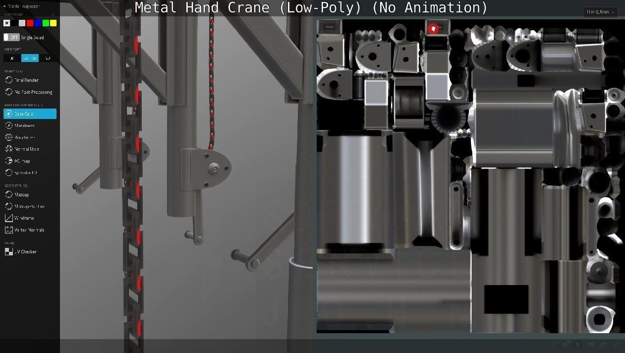 Metal Hand Crane Low-poly 3D model_119