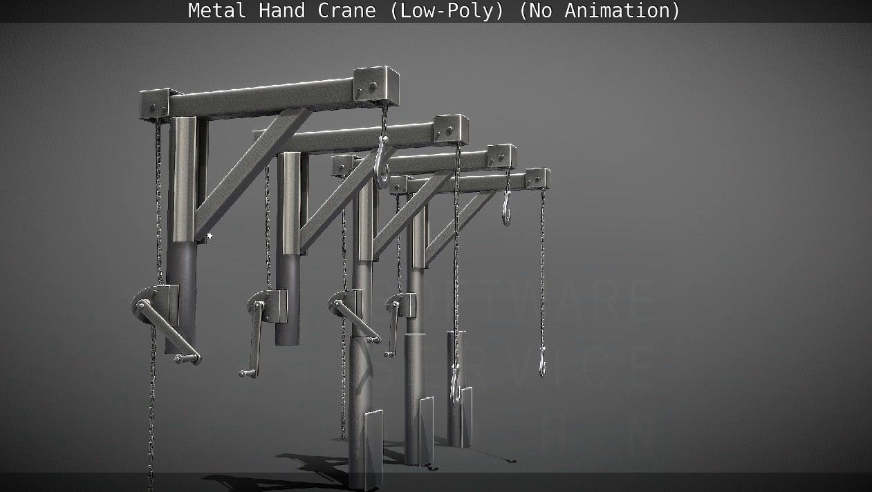Metal Hand Crane Low-poly 3D model_101