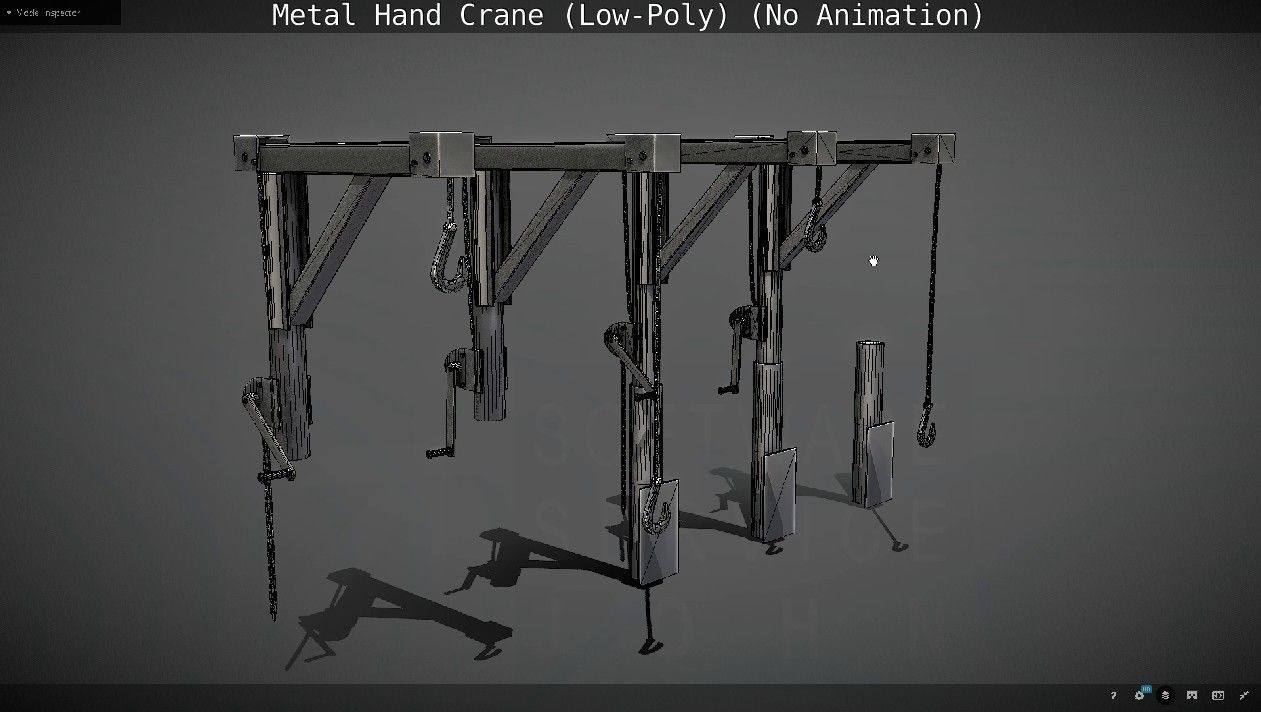 Metal Hand Crane Low-poly 3D model_36