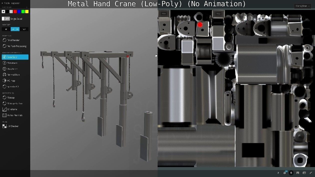 Metal Hand Crane Low-poly 3D model_110