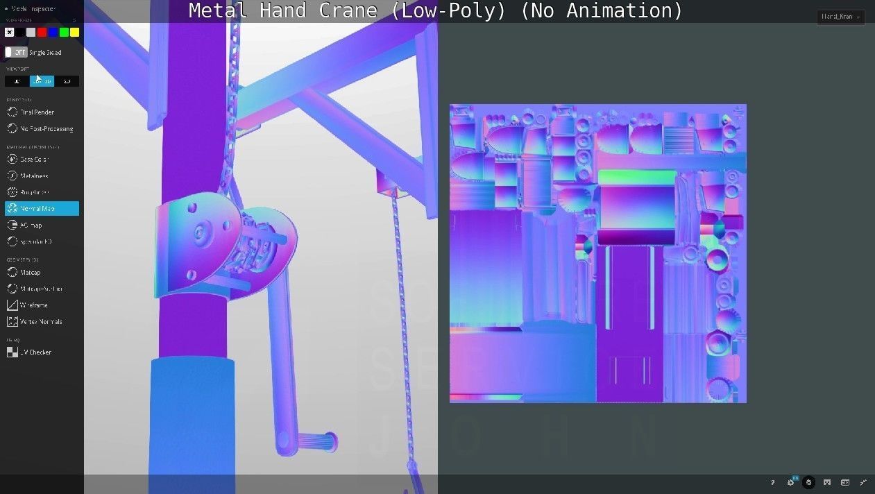 Metal Hand Crane Low-poly 3D model_129