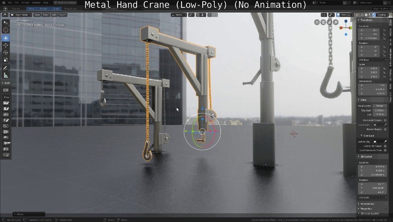 Metal Hand Crane Low-poly 3D model_38