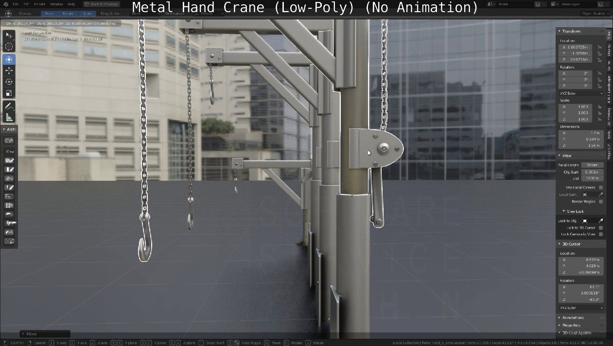 Metal Hand Crane Low-poly 3D model_44