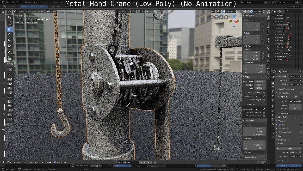 Metal Hand Crane Low-poly 3D model_71