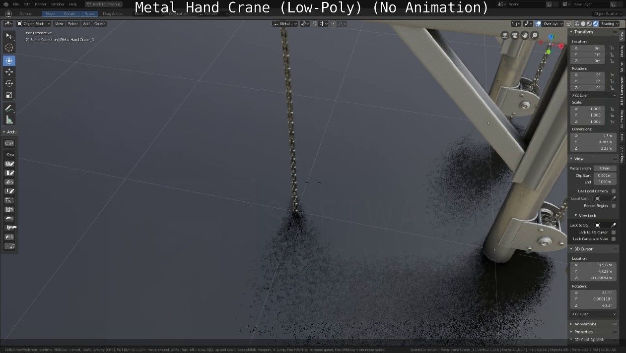 Metal Hand Crane Low-poly 3D model_19
