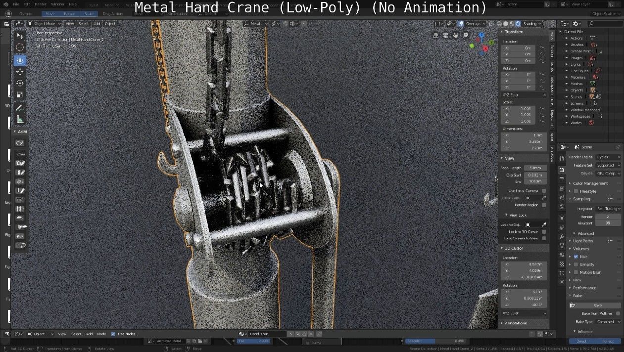 Metal Hand Crane Low-poly 3D model_70