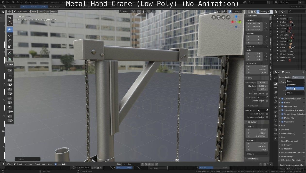 Metal Hand Crane Low-poly 3D model_59