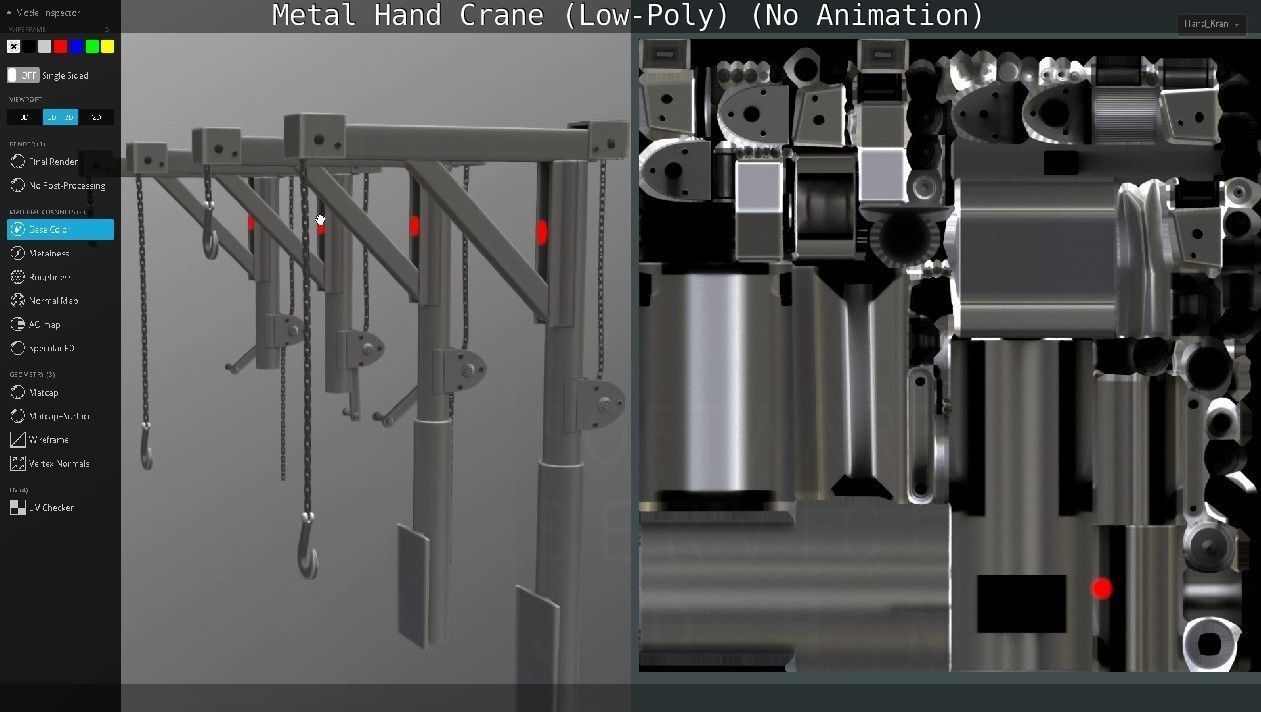 Metal Hand Crane Low-poly 3D model_120