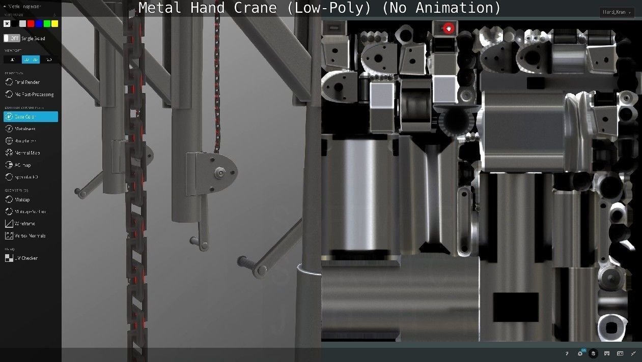 Metal Hand Crane Low-poly 3D model_118