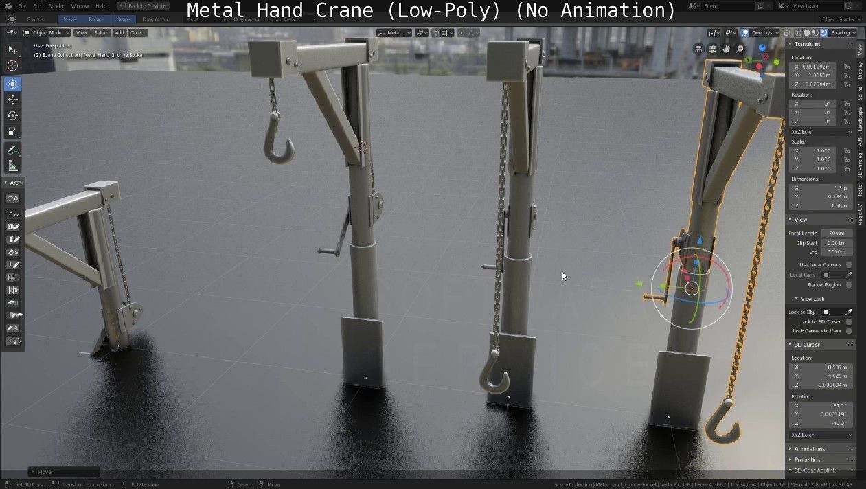 Metal Hand Crane Low-poly 3D model_47