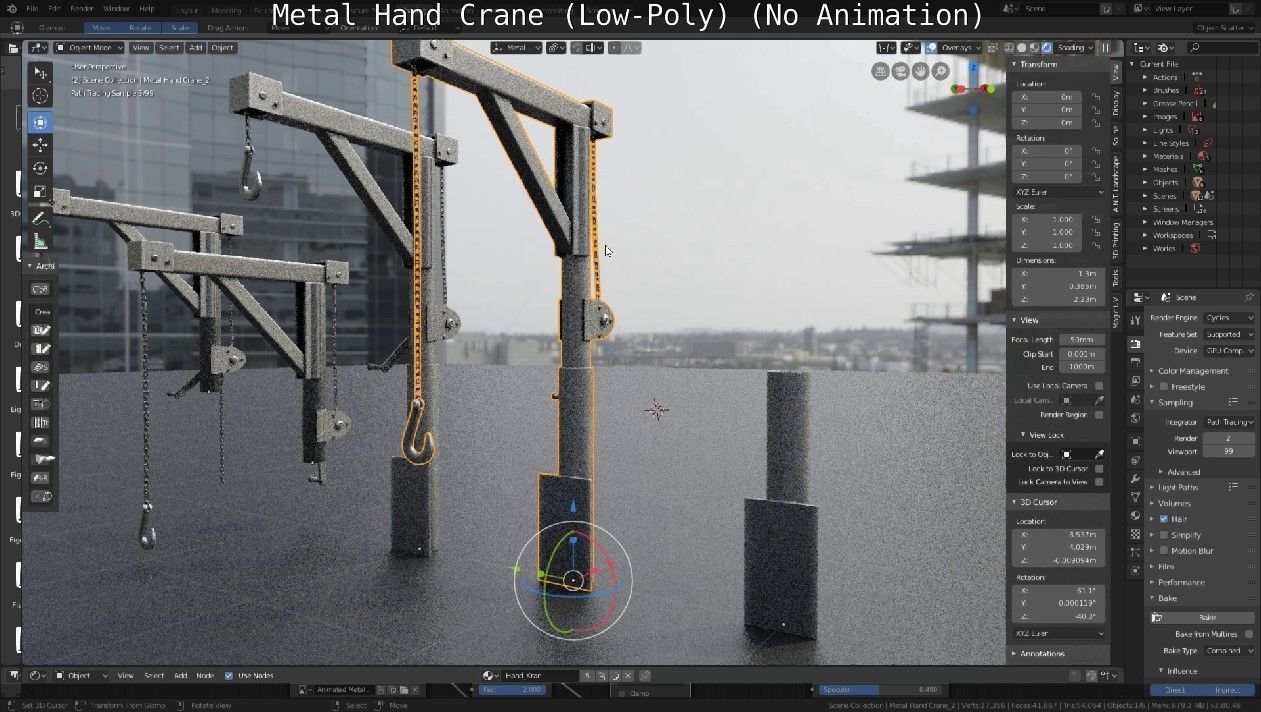 Metal Hand Crane Low-poly 3D model_65