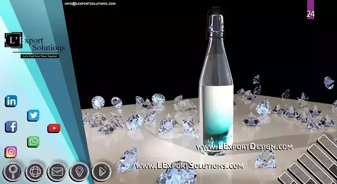 Mineral Water Presentation with Rain of Diamonds Cinema 4D 3D model