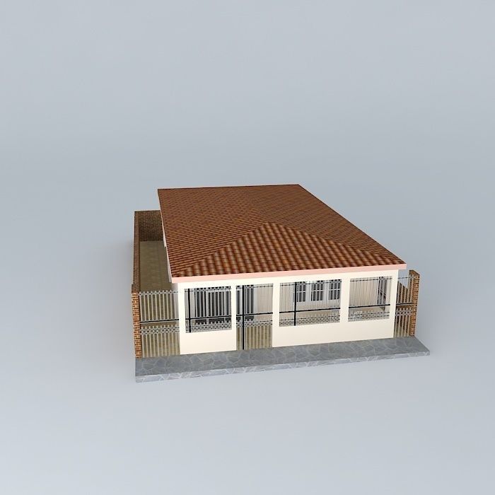 House with roof and gates Free 3D model_2