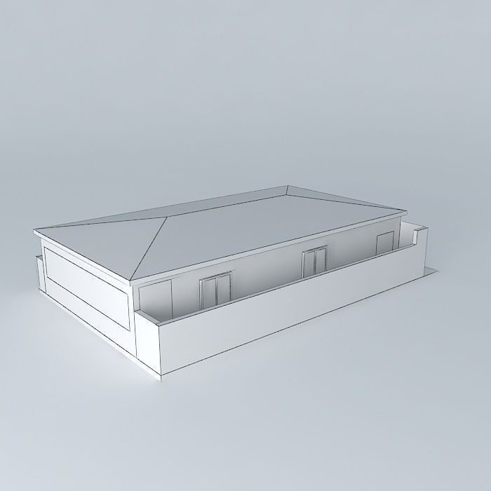 House with roof and gates Free 3D model_3