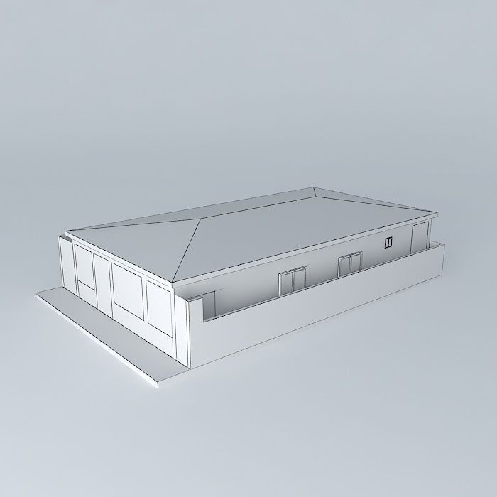 House with roof and gates Free 3D model_4